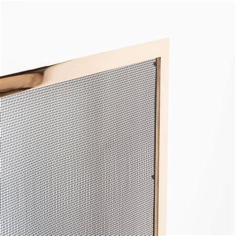 Custom Modernist Fire Screen In Polished Brass With Iron Mesh Grill For Sale At 1stdibs Brass