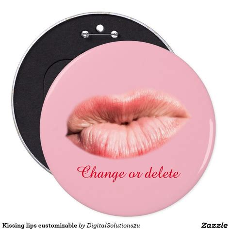 Kissing Lips Customizable Pinback Button Buttons Pinback