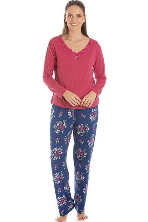 camille womens raspberry floral print spandex pyjamas camille from camille lingerie uk