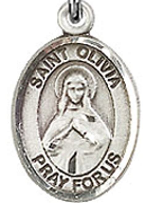 St Olivia 50 Oval Sterling Silver Side Medal Sisters Of Carmel