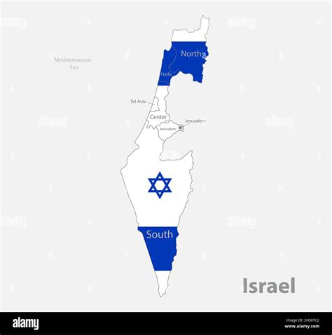 Mapa Del Israel En Los Colores De La Bandera Con Divisiones