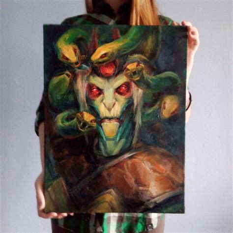 Painting Artwork Handmade Medusa Gorgona Dota2 Handcraft Oil Painting