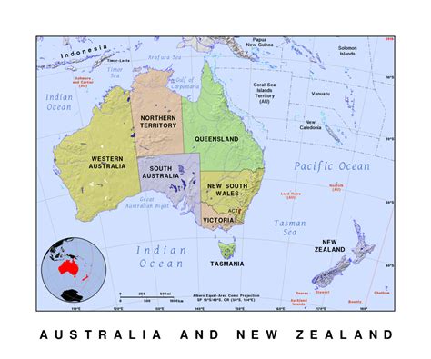 Large Detailed Political Map Of Australia And Oceania With Relief Images