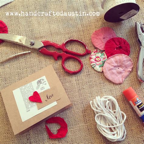 Valentine Card Making With Fabric Dictionary Pages And Kraft Paper
