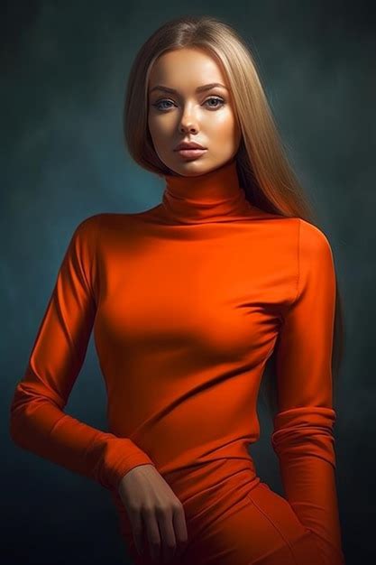 Premium Ai Image A Woman In A Red Dress Is Posing For A Photo