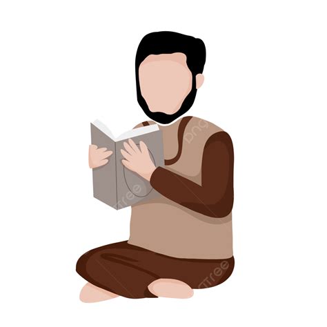 Qur An Png Picture Illustration Of A Muslim Man Reading The Qur An