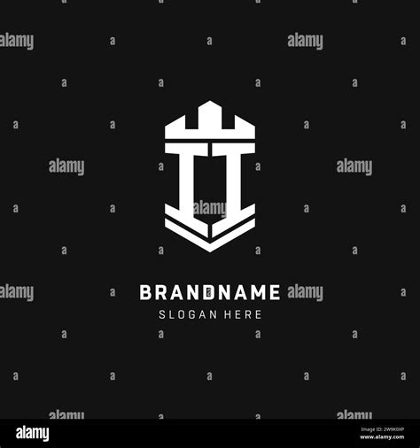 Ii Monogram Logo Initial With Crown And Shield Guard Shape Style Vector