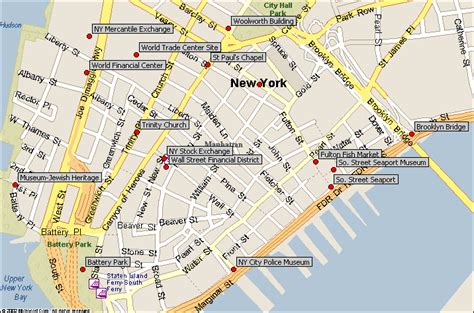 Lower Manhattan Attractions Map Battery Park City Financial District