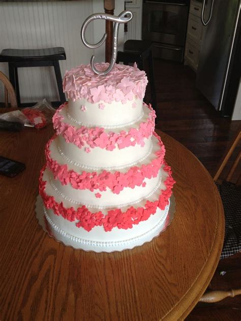 Coral Wedding Cake Coralpink Flower Petal Cake Made By My Bridesmaid