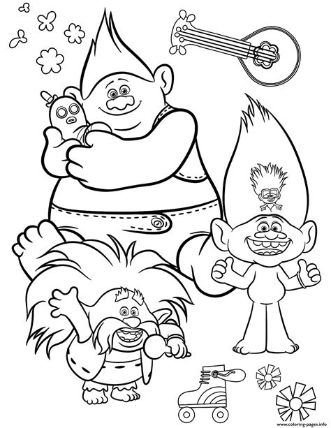 Free Trolls 2 World Tour Coloring Page Printable