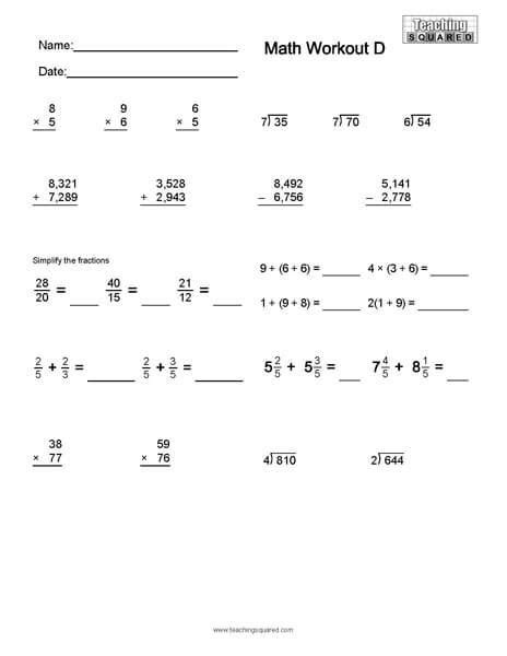 Math Computation Pages