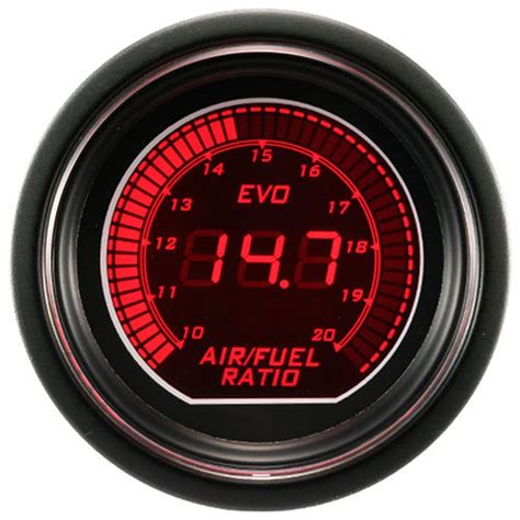 Black Shell New Universal 2 52mm Air Fuel Ratio Gauge Blue Red LED