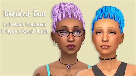 My Sims 4 Blog Braided Pigtails Bun And Braids Recolors By Blindingechoes