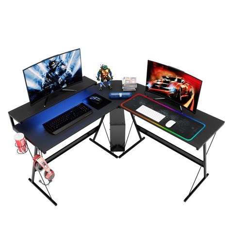 Buy Bestier L Shaped Gaming Desk Led Large 55 Pc Corner Computer