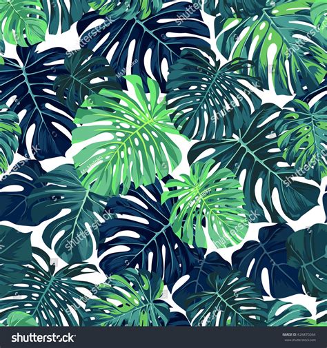 I have been tatting behind the scenes, working on a motif that i will be making into a hexagonal mat. Green Pattern Monstera Palm Leaves On Stock Illustration ...
