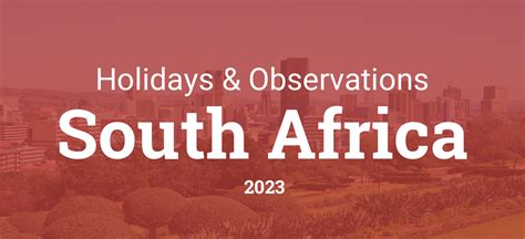 Holidays And Observances In South Africa In 2023