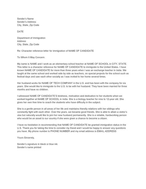 Immigration Reference Letter For A Family Member Collection - Letter