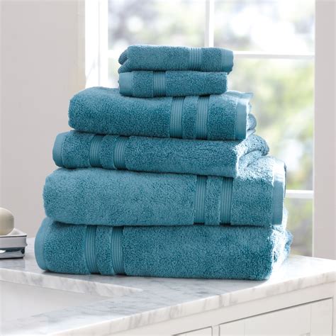 Mainstays Performance Solid 6 Piece Bath Towel Set Coolwater