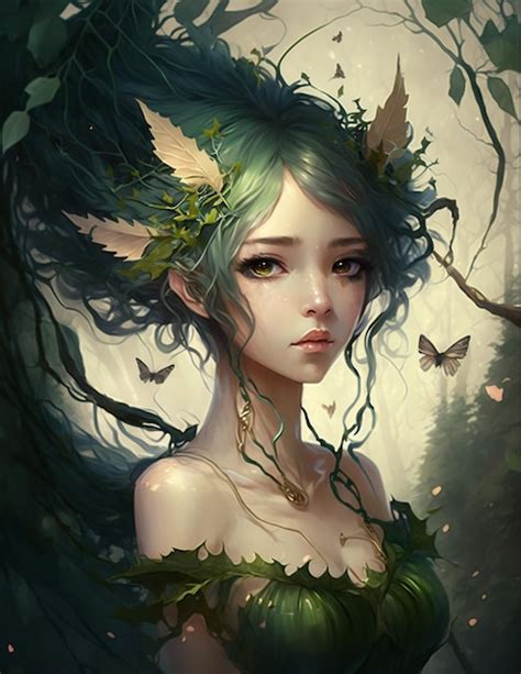 Premium Ai Image Delicate Forest Fairy Girl Fantasy Anime