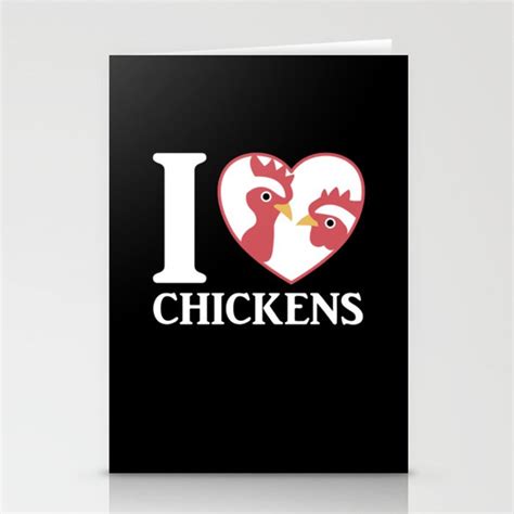 I Love Chickens Chicken And Rooster In My Heart Stationery Cards By
