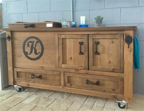 Free Shipping Custom Outdoor Cabinet Rustic Cooler Bar Cart Grilling