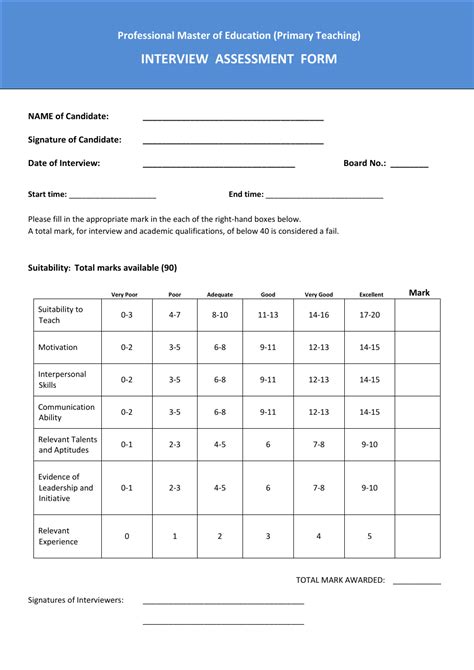 Free 23 Interview Assessment Forms In Pdf Ms Word Excel