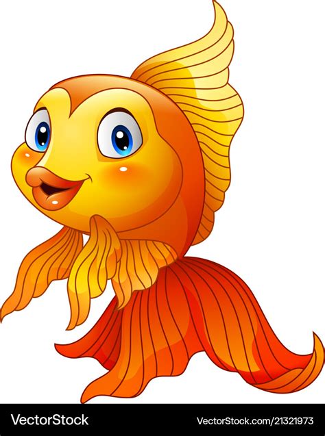 Cartoon Golden Fish Royalty Free Vector Image Vectorstock