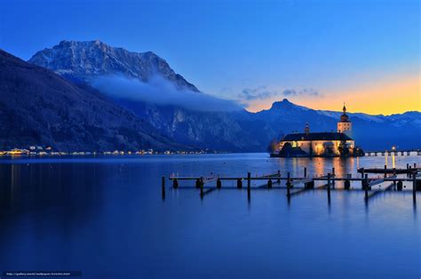 Gmunden Traunsee Austria Sunset Mountains Landscape — 634293