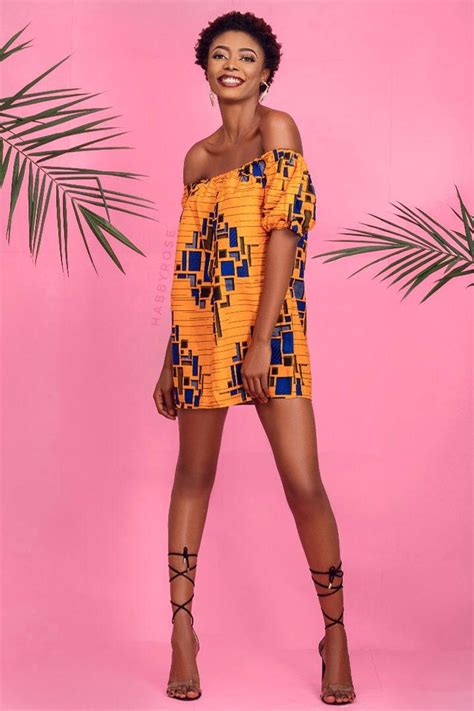 Tracey Off Shoulder Mini Dress African Summer Dress Off Shoulder Dress African Dress Ankara