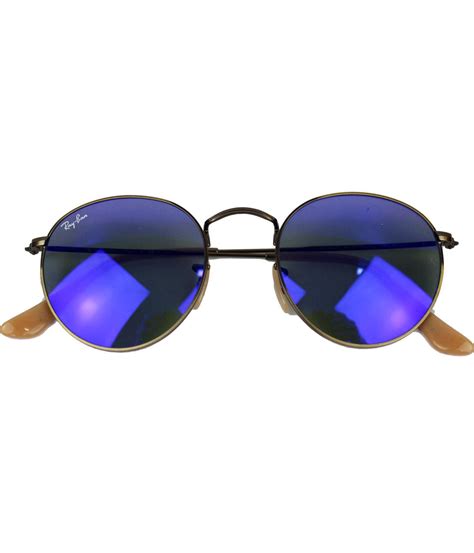 Ray Ban Rb3447 Retro Mod Blue Mirror Lens Round Sunglasses