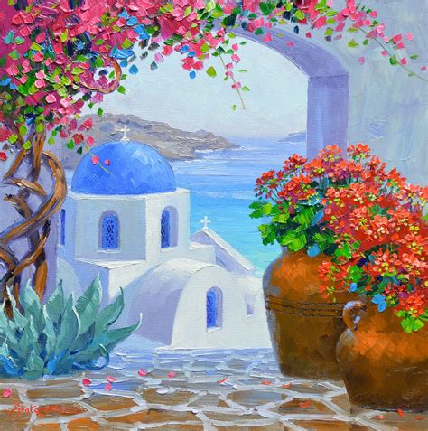 Splendor Of Santorini Art Painting Greece Painting Greece Art