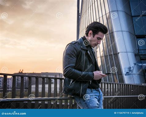 One Handsome Young Man In Modern City Setting Stock Image Image Of