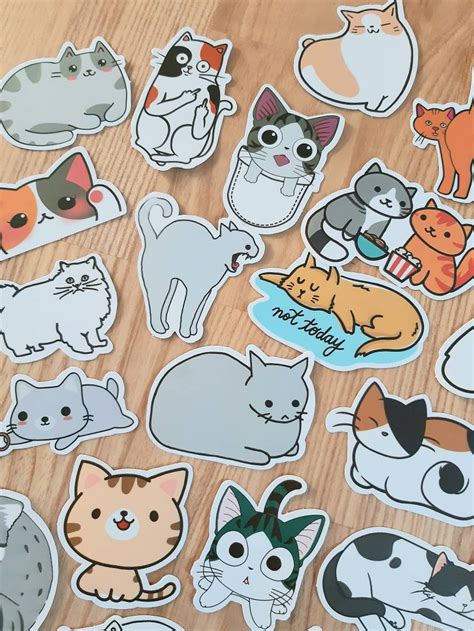 Cute Cat Stickers Cat Laptop Stickers Funny Cat Sticker Etsy