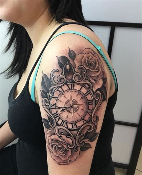 Rose And Clock Tattoo Of The Time My Son Was Born Rose Tattoos For