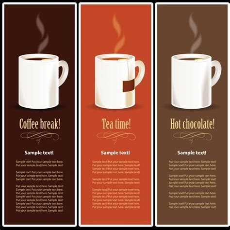 Download Free Vector Coffee, Tea and Chocolate Banner-Like Menus ...