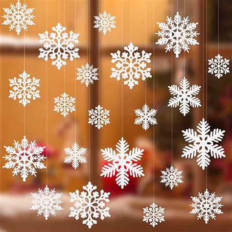 Elecland 45 Pcs Glitter Snowflakes Ornament Christmas Winter