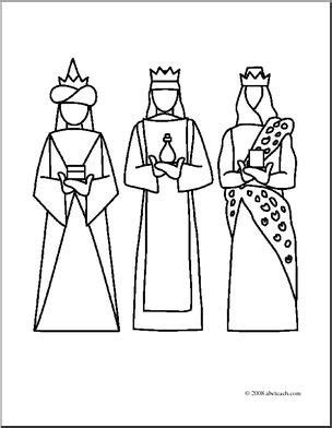 This three kings coloring page shows the wise men with their gifts from the orient. Clip Art: Religious: 3 Kings (coloring page) I abcteach ...