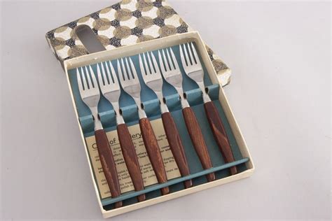 Midcentury Glosswood Sheffield Cutlery For 6 Set C 1960s