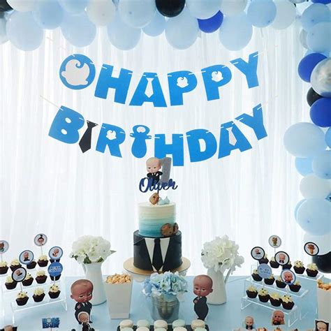 Toxyu Boss Baby Happy Birthday Banner Baby Boss Cake Topper Baby
