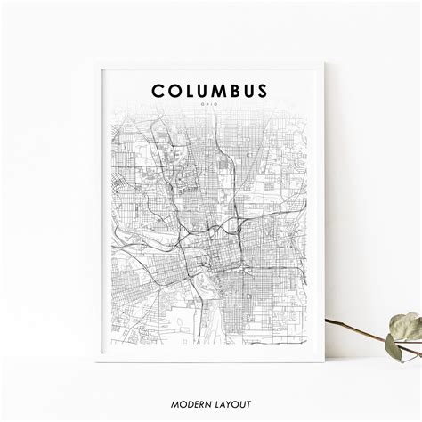 Downtown Columbus Oh Map Print Ohio Usa Map Art Poster City Etsy