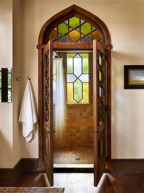 Modern design stained glass bathroom window with deep reds, violets, blues and turquoise. Stained Glass Designs Bringing Exclusive Art Decor Style ...