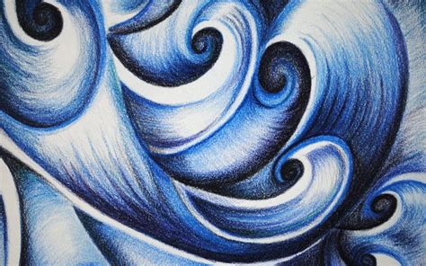 Watercolor abstract bird on blue background. Blue Waves Contemporary Art