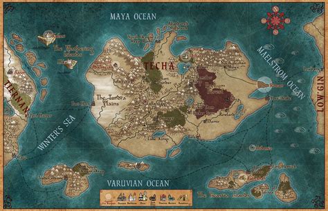 Techa Robert Altbauer Fantasy World Map Imaginary Maps Fantasy Map