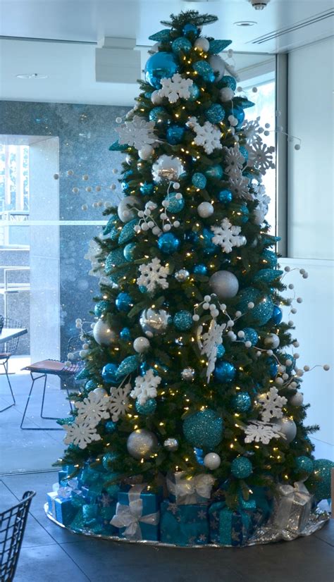 Blue And White Snowflake Decorated Christmas Tree Rental Commercial
