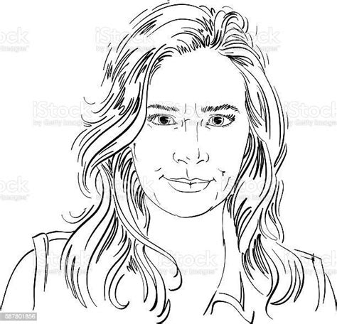 Artistic Handdrawn Vector Image Black And White Portrait Of Woman Stock