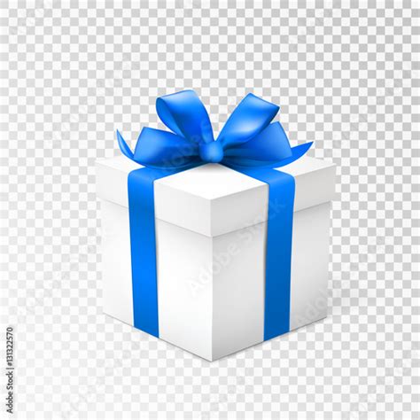 Gift Box With Blue Ribbon Isolated On Transparent Background Vector
