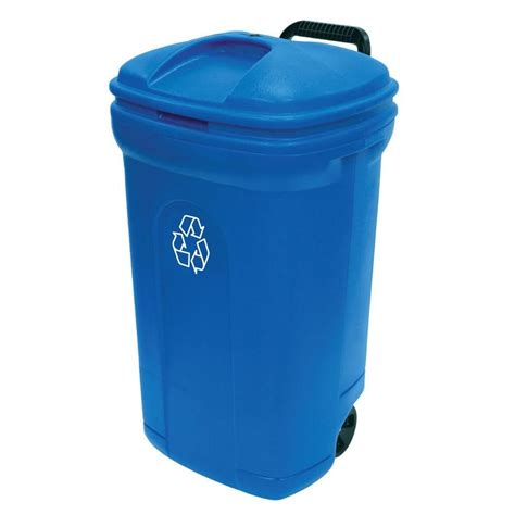 United Solutions 34 Gal Wheeled Outdoor Trash Can Recycling In Blue