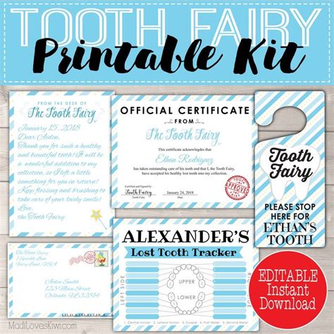 Boy Tooth Fairy Letter Instant Download Kit Pdf Teeth Etsy Tooth