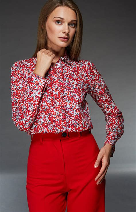 Koszule damskie Lambert - Czerwona koszula damska LAMBERT - DL43LB0363 - sklep Wólczanka.pl