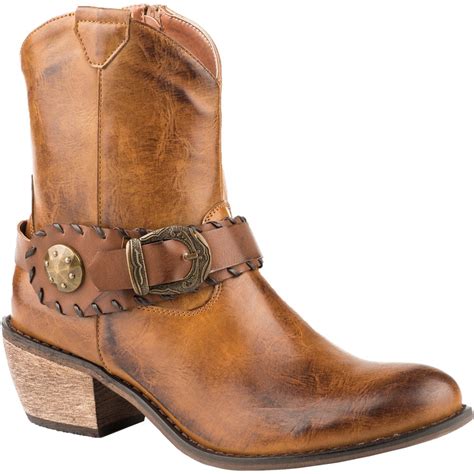 Roper Roper Mae Round Toe Womens Western Cowboy Boots Ankle Low Heel